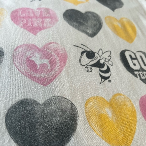 y2k PINK VICTORIA’S SECRET White Yellowjackets GA Tech Short Sleeve Sleep Shirt - Picture 5 of 10